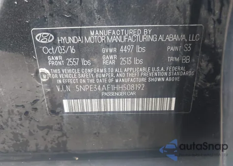 2017 Hyundai Sonata Limited z USA, uszkodzony, nr VIN 5NPE34AF1HH508192